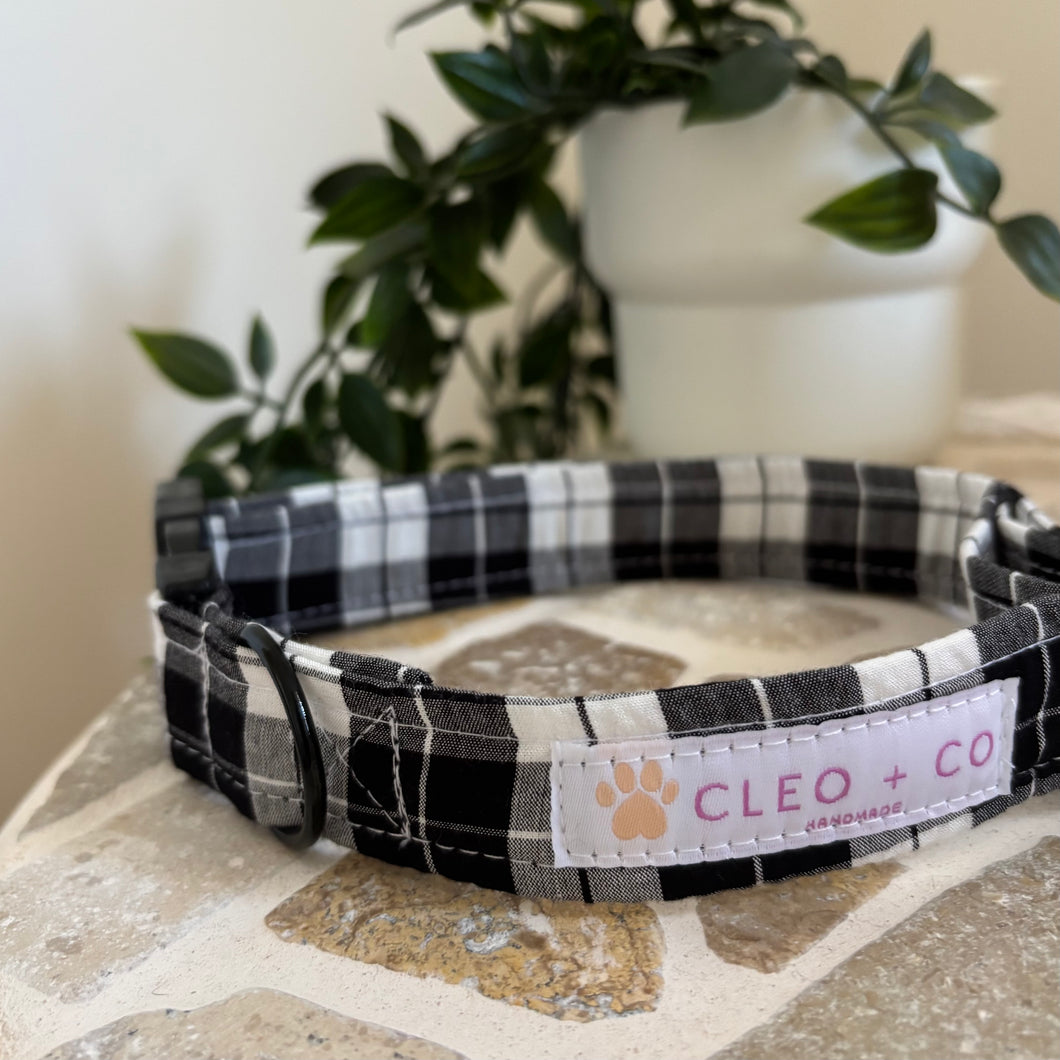 Black Gingham Dog Collar